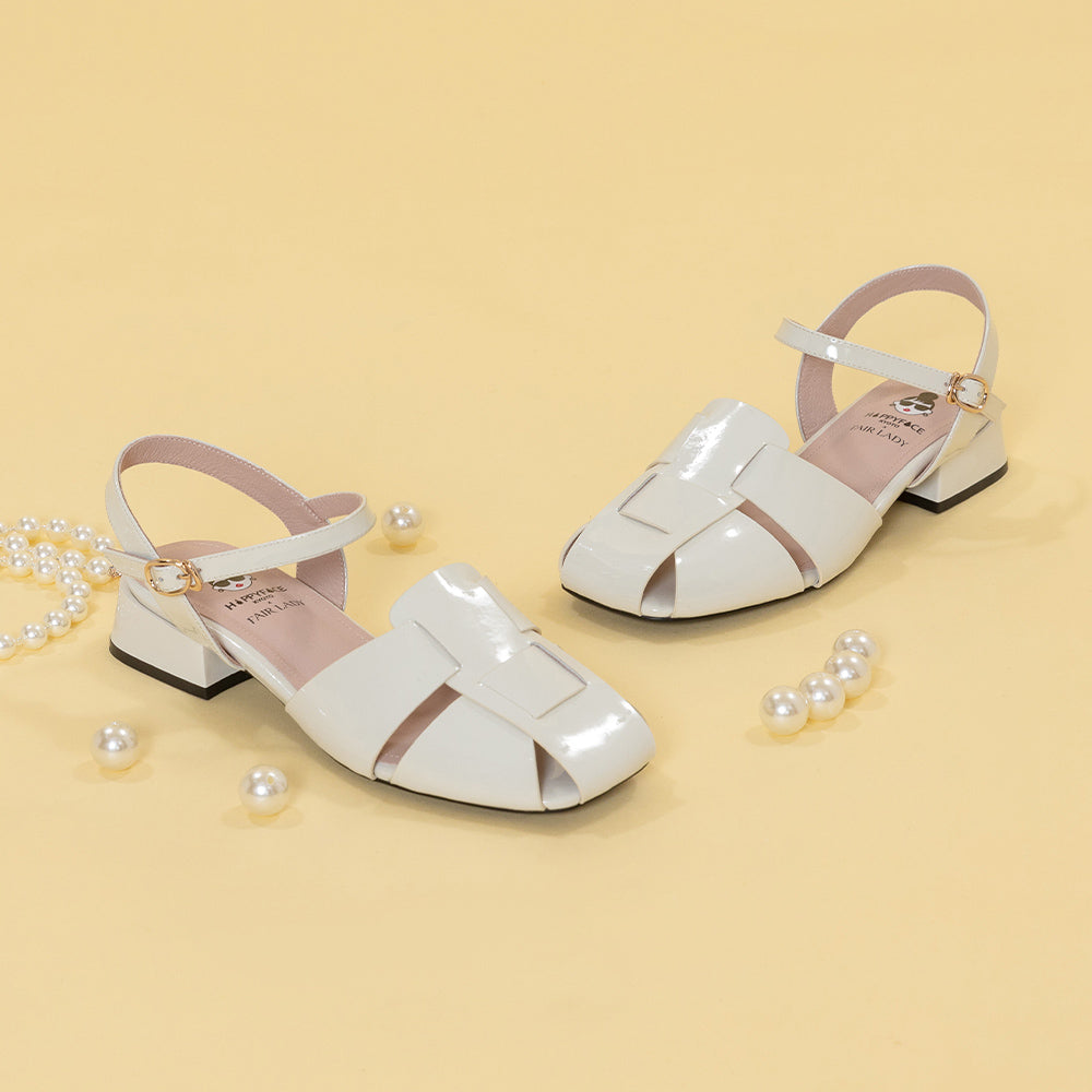 【FAIR LADY聯名】小清新編織後空低跟涼鞋(3B2847)