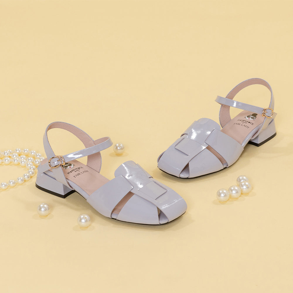 【FAIR LADY聯名】小清新編織後空低跟涼鞋(3B2847)