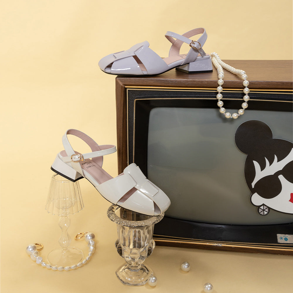 【FAIR LADY聯名】小清新編織後空低跟涼鞋(3B2847)