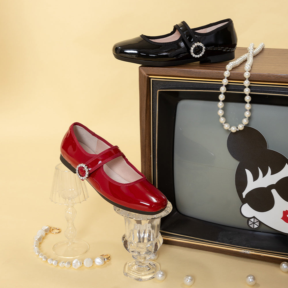 【FAIR LADY聯名】法式復古鑽釦瑪莉珍平底鞋(5B2861)