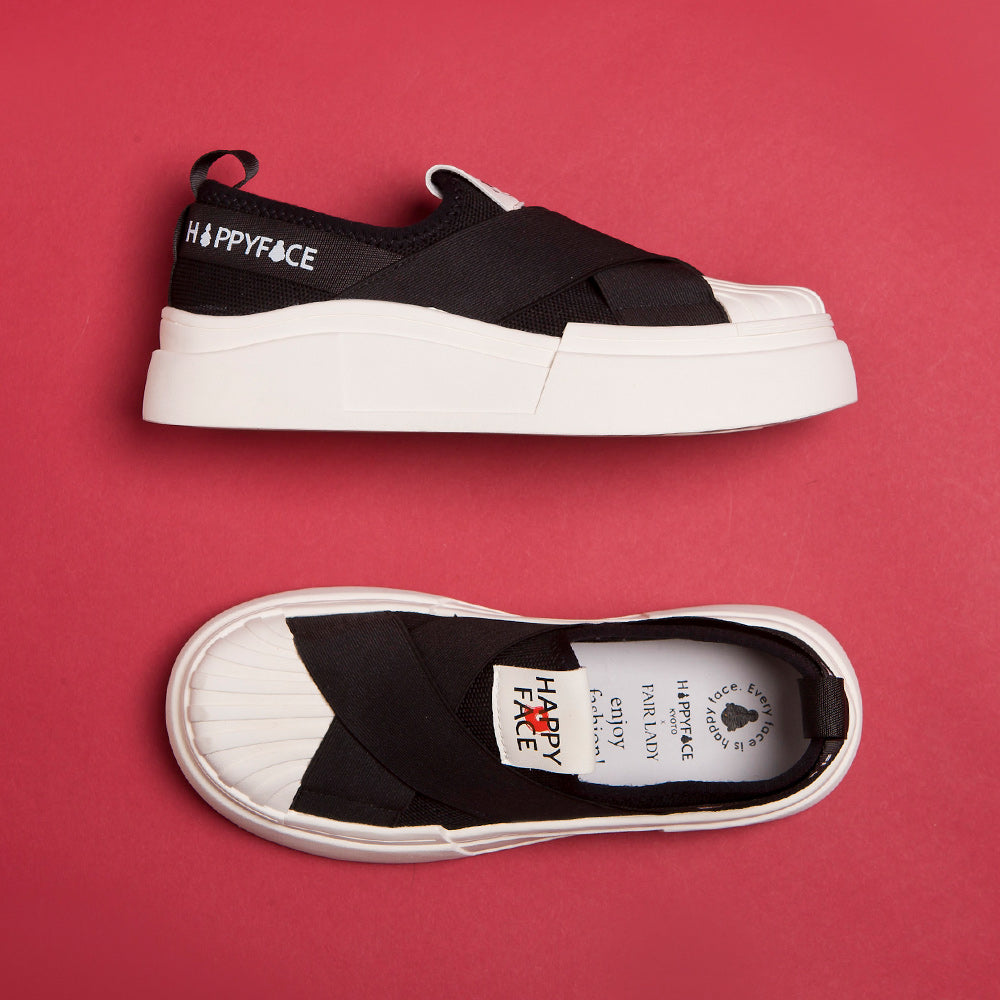 【FAIR LADY聯名】經典黑白貝殼頭厚底休閒鞋(5B3044)