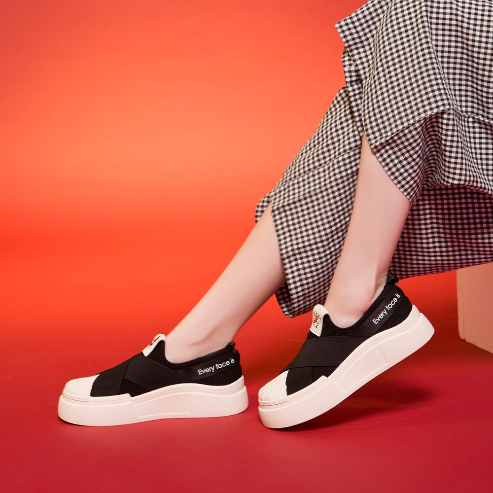 【FAIR LADY聯名】經典黑白貝殼頭厚底休閒鞋(5B3044)