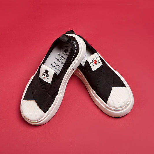 【FAIR LADY聯名】經典黑白貝殼頭厚底休閒鞋(5B3044)