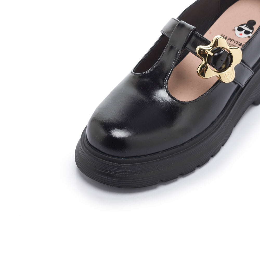 【FAIR LADY聯名】HAPPYFACE 甜酷花釦T字厚底瑪莉珍 (5B3063)