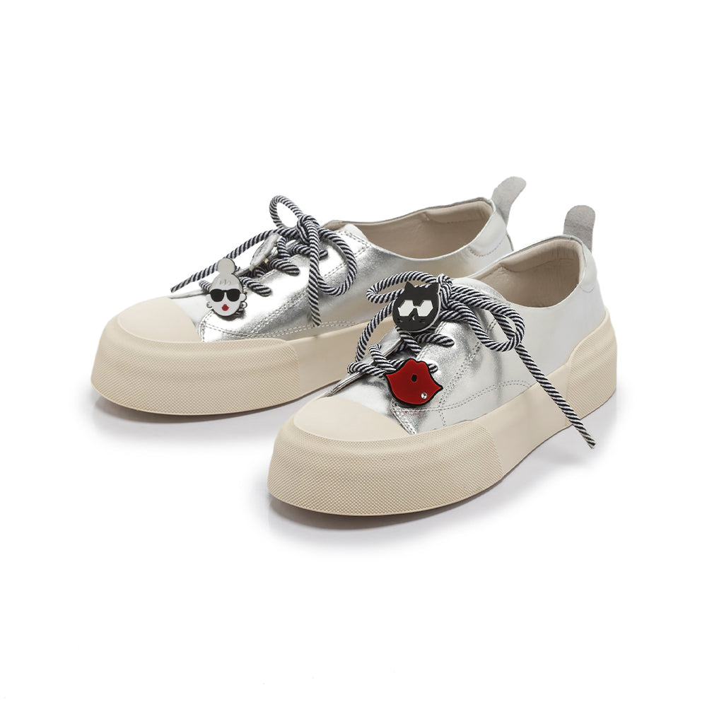 【FAIR LADY聯名】怪可愛別針綁帶厚底休閒鞋(5G2956)