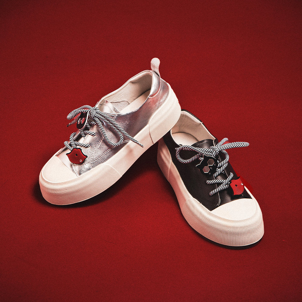 【FAIR LADY聯名】怪可愛別針綁帶厚底休閒鞋(5G2956)