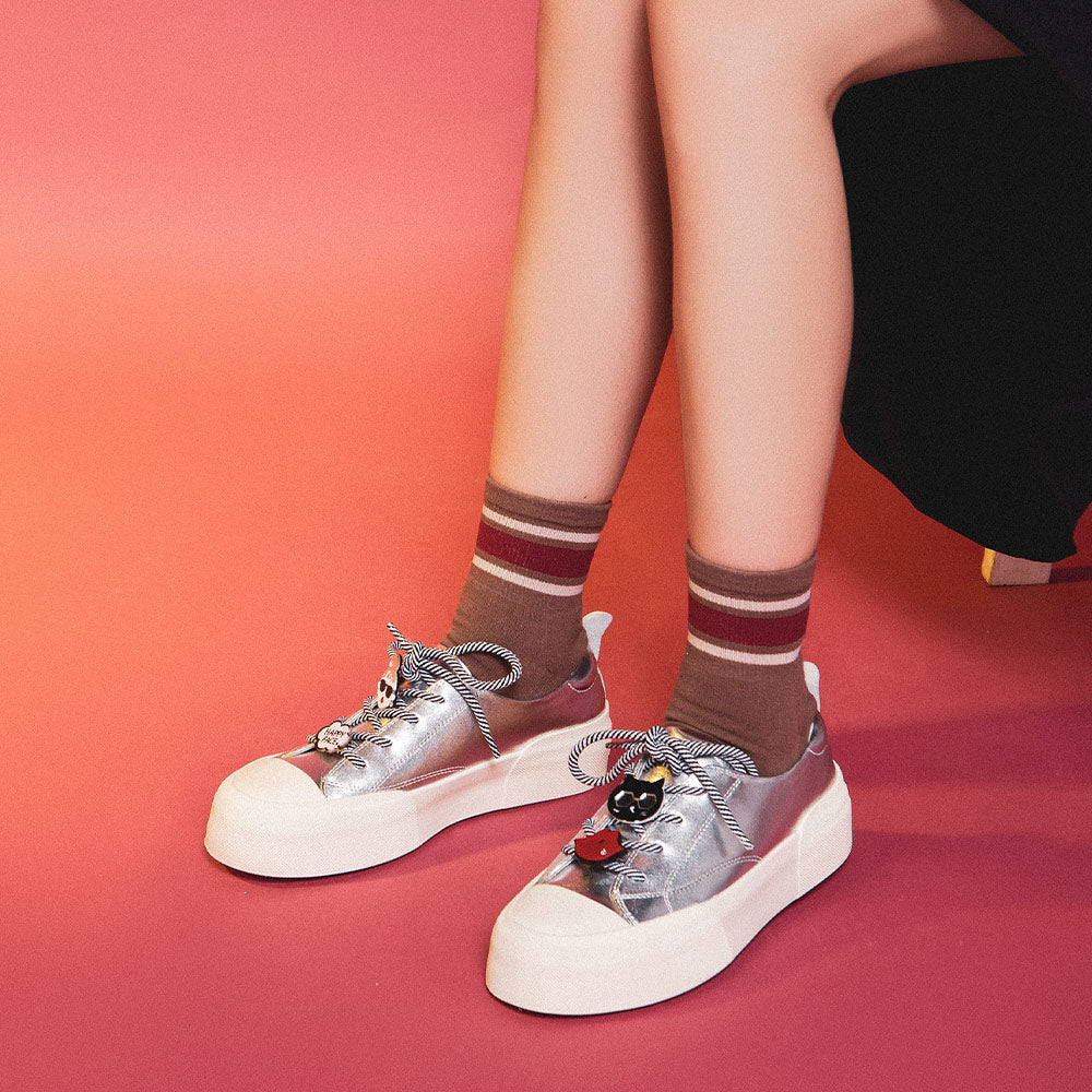 【FAIR LADY聯名】怪可愛別針綁帶厚底休閒鞋(5G2956)