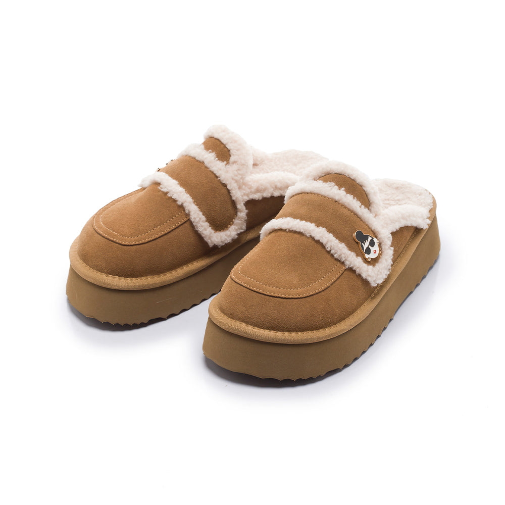 【FAIR LADY聯名】冬日慵懶不對稱鞋釦穆勒雪靴 (7E3082)