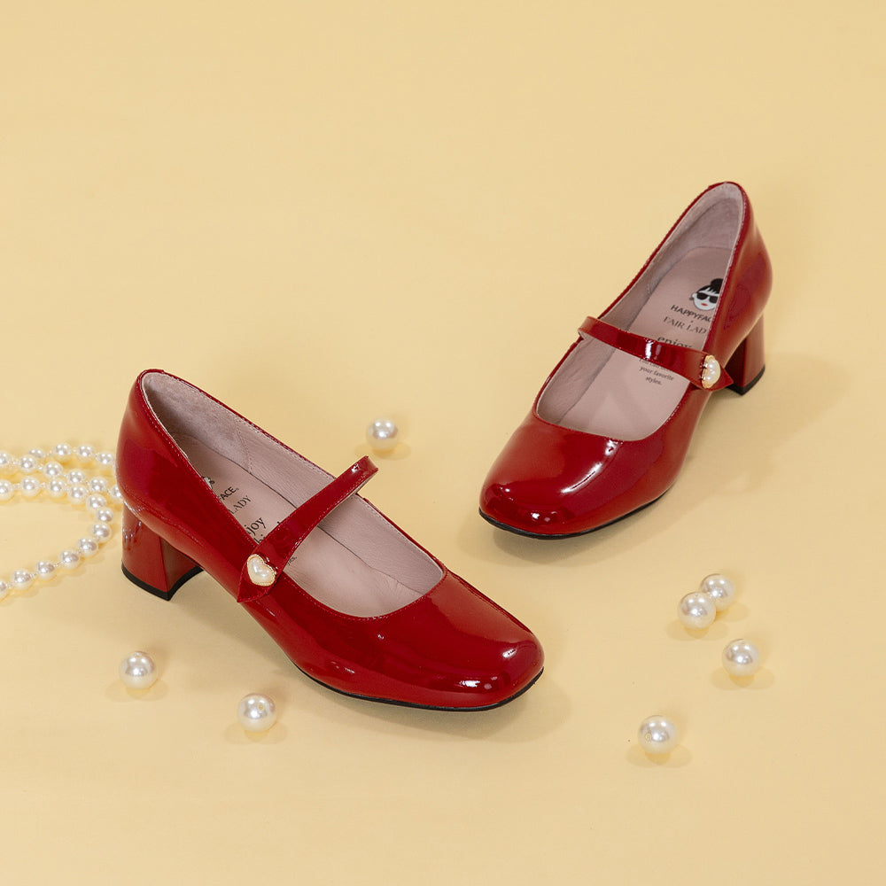 【FAIR LADY聯名】摩登愛心釦瑪莉珍中跟鞋(6B2784)