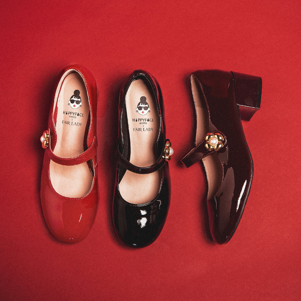 【FAIR LADY聯名】小花綴飾漆皮粗跟瑪莉珍鞋 (6B2960)