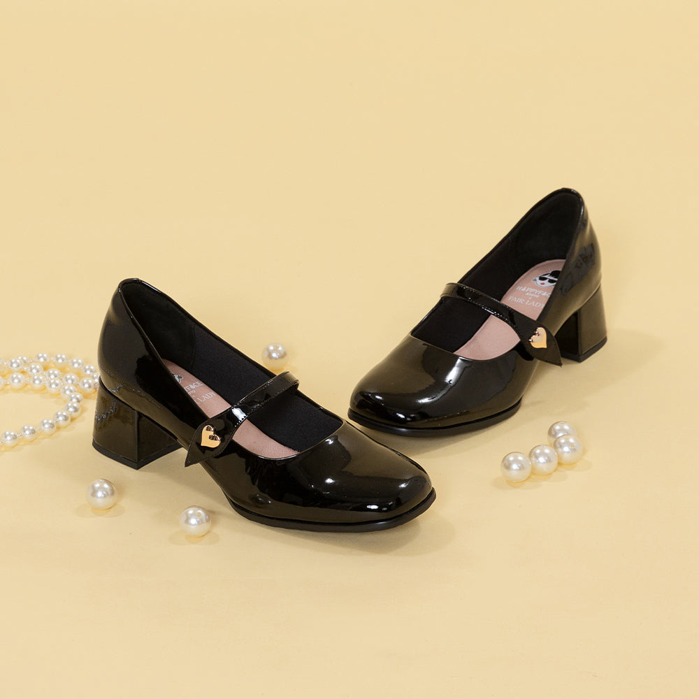 【FAIR LADY聯名】復古金屬愛心釦瑪莉珍中跟鞋(6G2915)