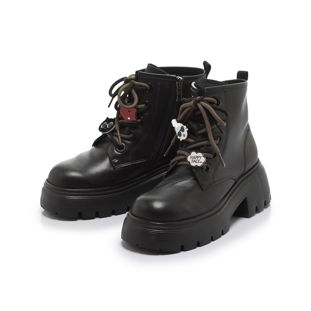 【FAIR LADY聯名】雙色綁帶鋸齒短軍靴 (7A2969)