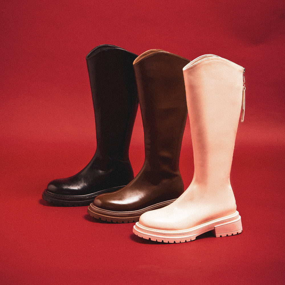 【FAIR LADY聯名】日系指標百搭素面厚底長靴  (7E2953)