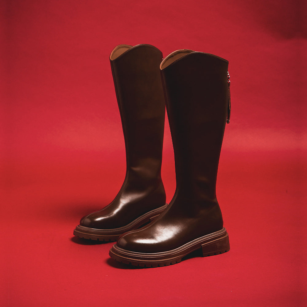 【FAIR LADY聯名】日系指標百搭素面厚底長靴  (7E2953)