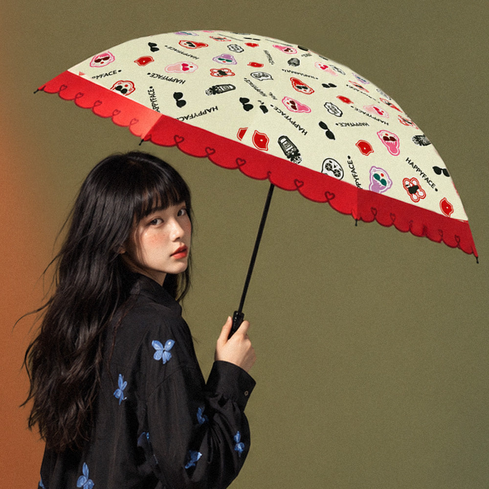 怪可愛遮陽掛勾自動傘 京都紅 (H40281)