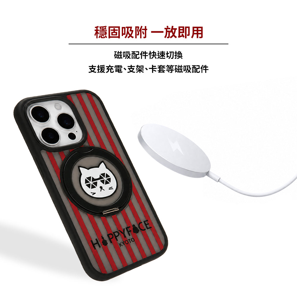 摩登女孩手機防摔保護殼+360旋轉鋁合金支架 寶石紅(HC0003)