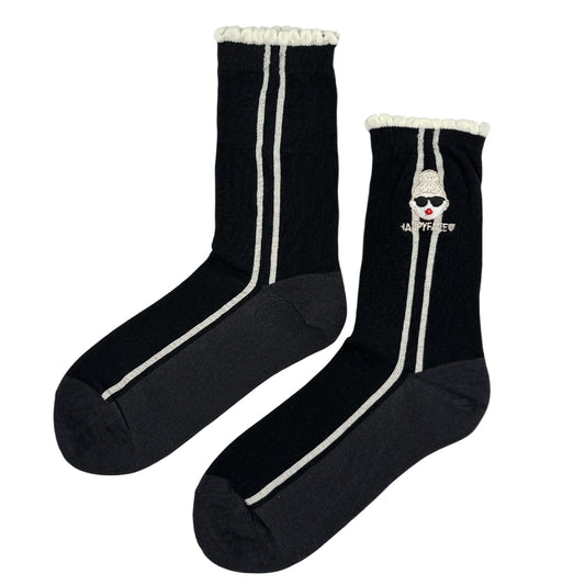 EMMA小花邊運動中高筒襪 (HE0207)