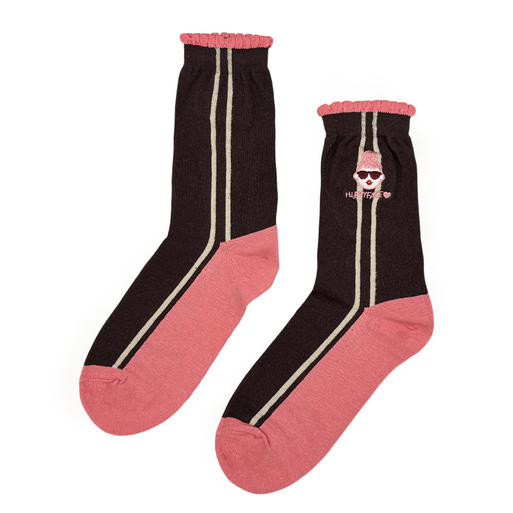 EMMA小花邊運動中高筒襪 (HE0207)