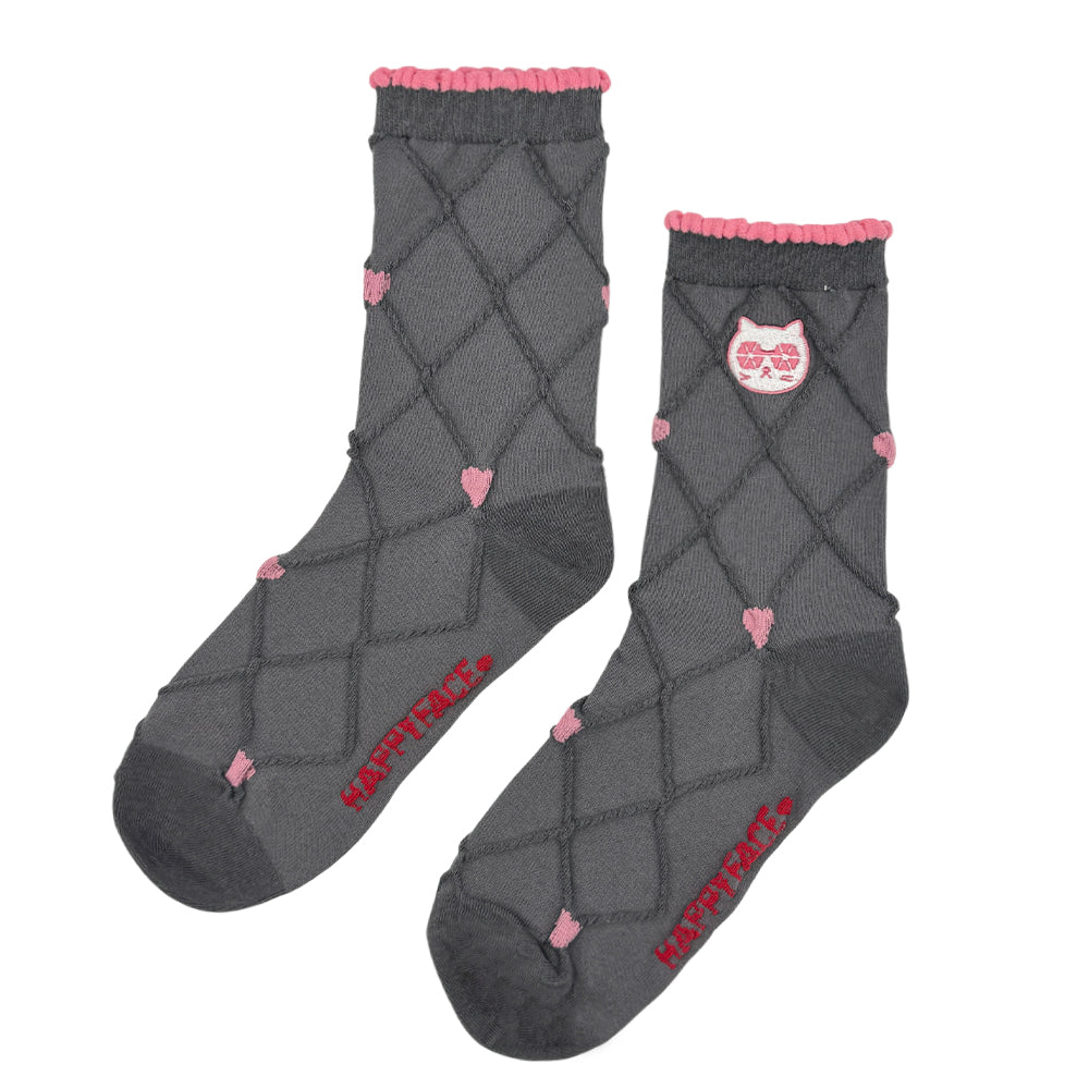 可愛甜心織紋中筒襪 (HE0198)