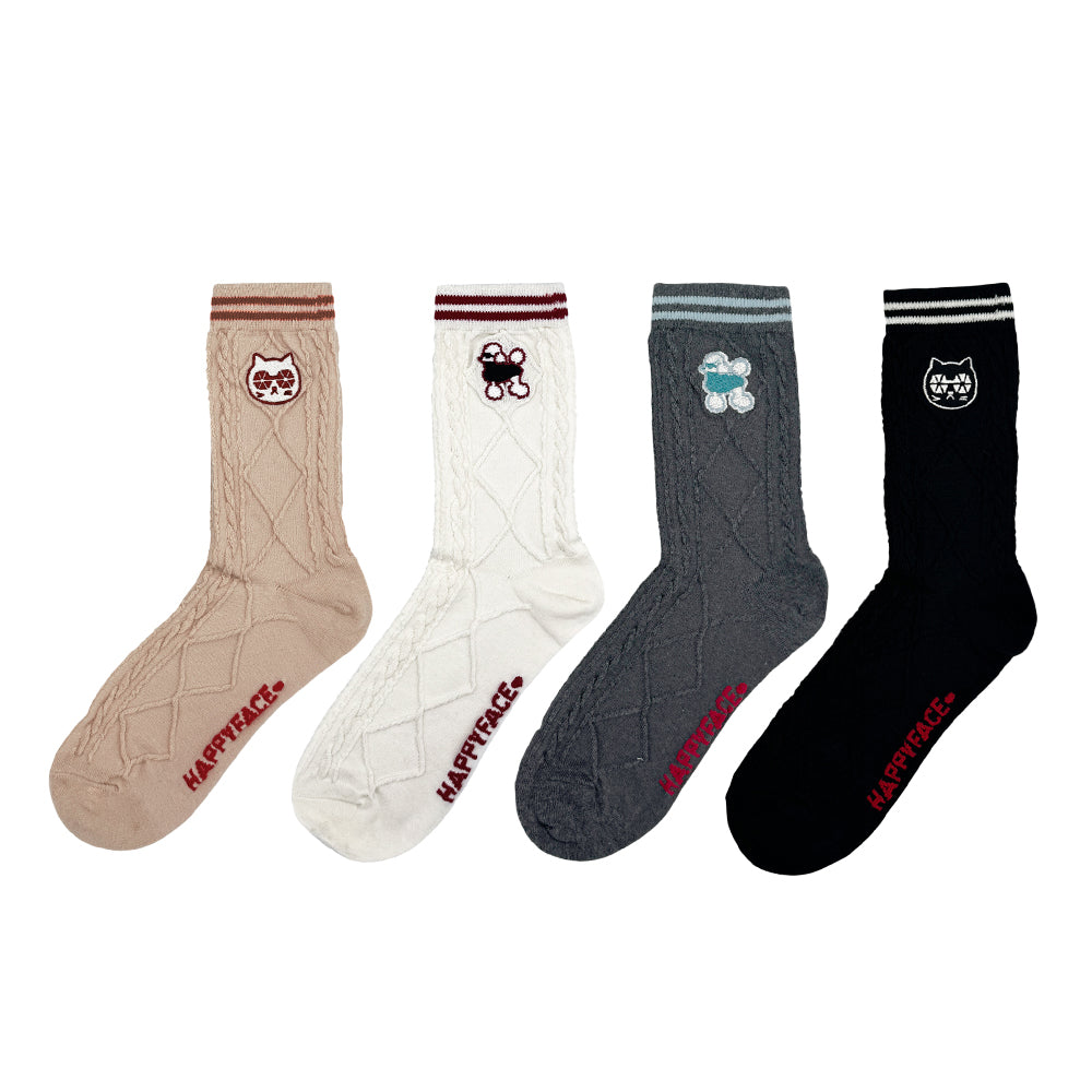 Family復古織紋中筒襪 (HE0197)