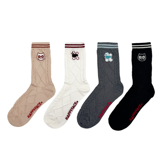 Family復古織紋中筒襪 (HE0197)